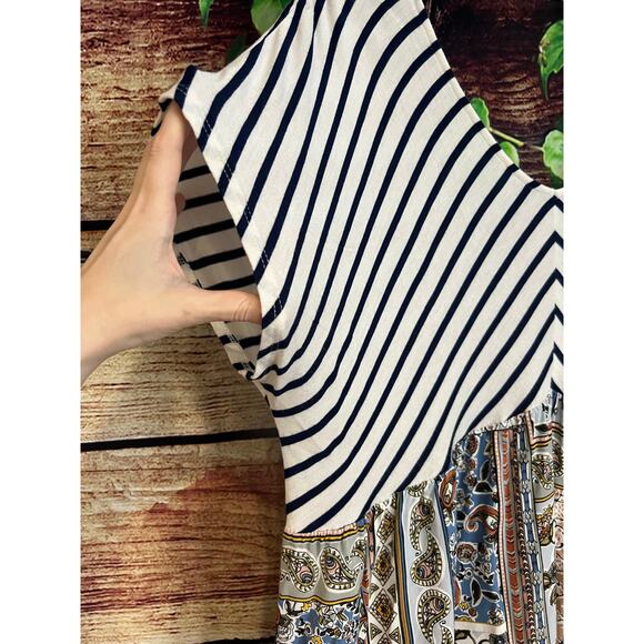 Oddy Colorblock Tier Tunic Dress Floral Stripe Patchwork Easter 4th of July 2X - Picture 2 of 5